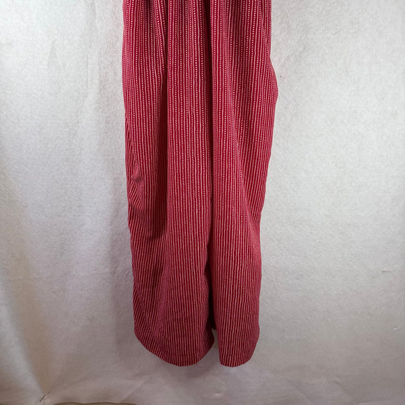 Max Studio Women's Red White Wide Leg Smocked Jumpsuit Sz M Boho Feminine Beachy - Picture 4 of 11